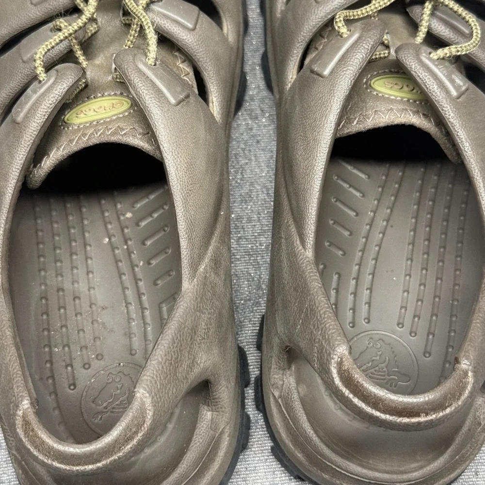 Crocs Mesh Deck Sandals Mens 9 Brown Water Shoes Fisherman Clogs